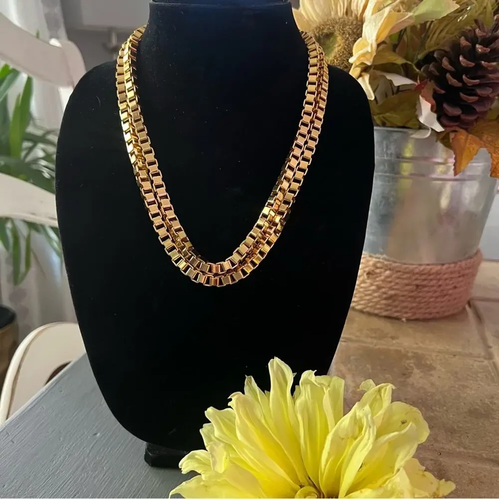 Gold Tone Layered Multi Chain Necklace - Picture 3 of 8